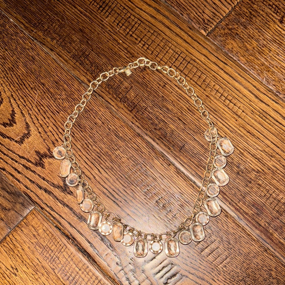 Elegant Gold Tone Necklace with Crystal Accents